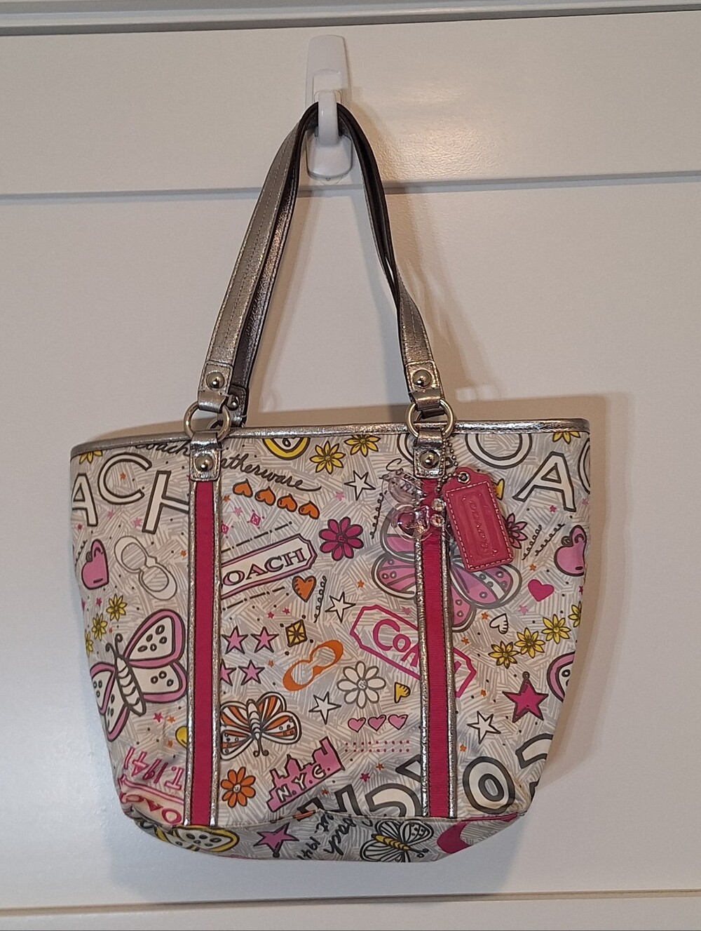 Coach RARE Vintage Poppy Butterfly Graffiti Shoulder Satchel Bag #K1076-F15712